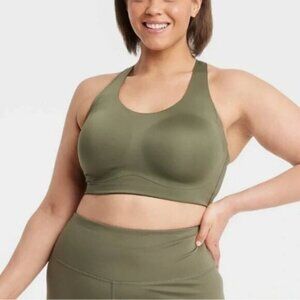 ALL IN MOTION Women’s high support  convertible strap sports bra moss green NWT